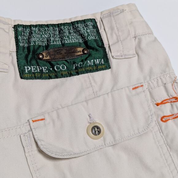 Vintage Tommy Hilfiger Pepe Co Expedition Cargo Shorts Hobson Khaki 90s RARE Tan - Picture 3 of 6